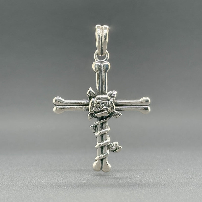 Estate SS Rose & Bone Cross Pendant - Walter Bauman Jewelers