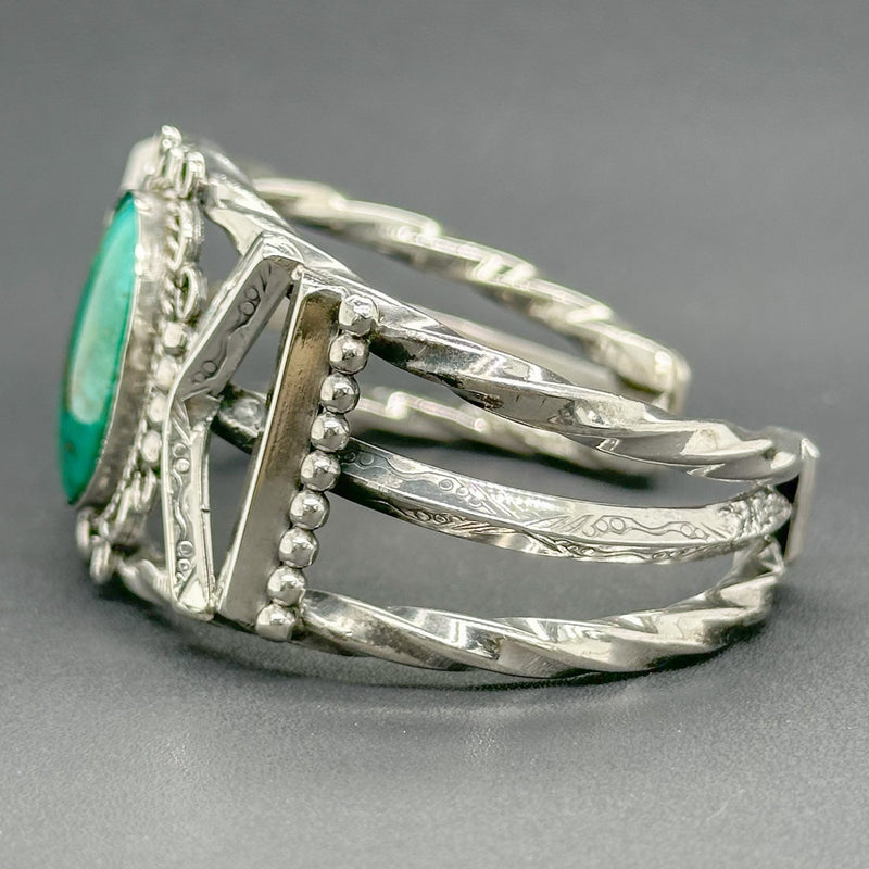 Estate SS Southwest Turquoise Cuff Bracelet - Walter Bauman Jewelers