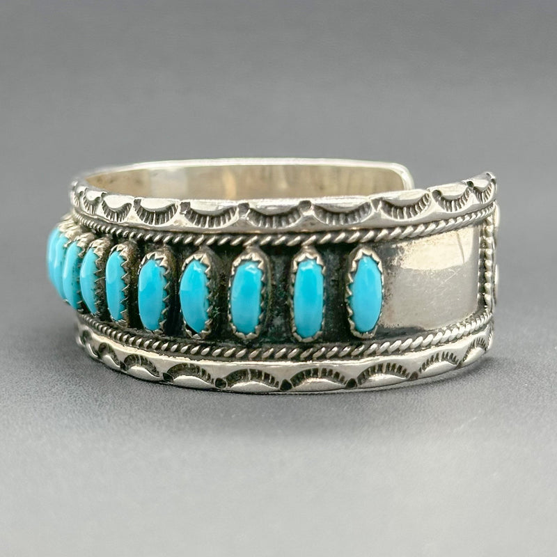 Estate SS Turquoise 19mm Cuff Bracelet - Walter Bauman Jewelers