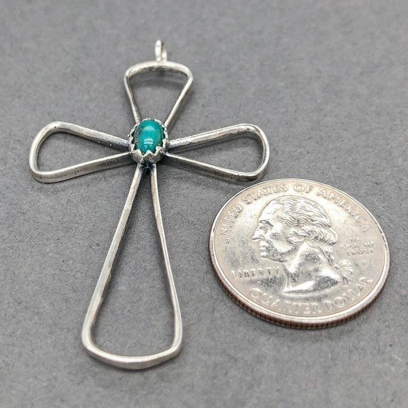 Estate SS Turquoise Cross - Walter Bauman Jewelers