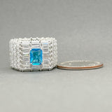Estate SS White & Blue CZ Cocktail Ring - Walter Bauman Jewelers