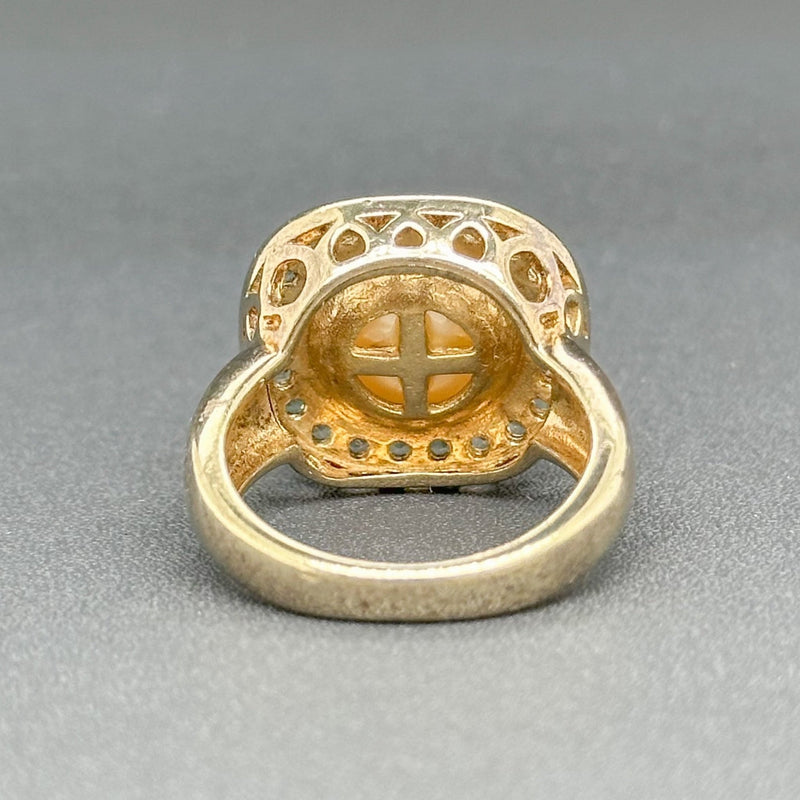 Estate SS YGP Faux Pearl & CZ Ring - Walter Bauman Jewelers