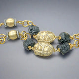 Estate SS YGP Moldovite & CZ 40” Necklace - Walter Bauman Jewelers