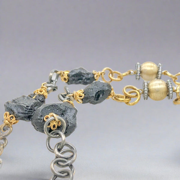 Estate SS YGP Moldovite & CZ 40” Necklace - Walter Bauman Jewelers