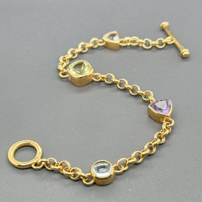 Estate SS YGP Multicolor Gemstone Toggle Bracelet - Walter Bauman Jewelers