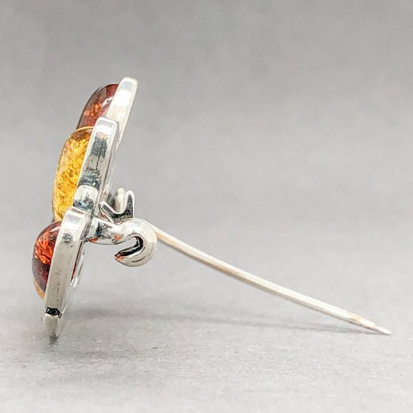 Estate Sterling Silver & Amber Pin - Walter Bauman Jewelers