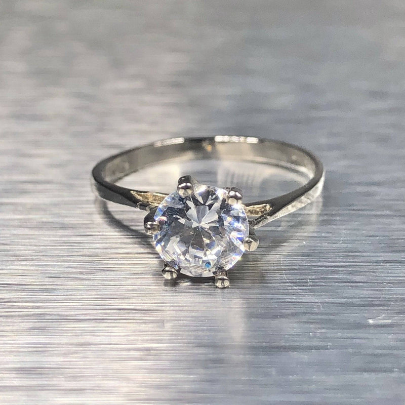 Estate Sterling Silver CZ Engagement Ring - Walter Bauman Jewelers