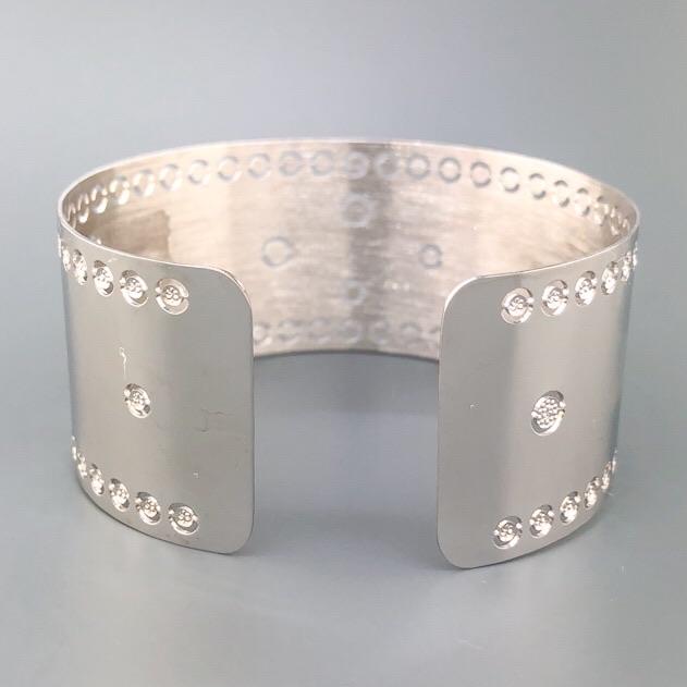 Estate Sterling Silver Dot Wide Cuff - Walter Bauman Jewelers