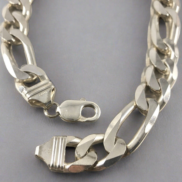 Estate Sterling Silver Heavy Link Figaro Chain - Walter Bauman Jewelers