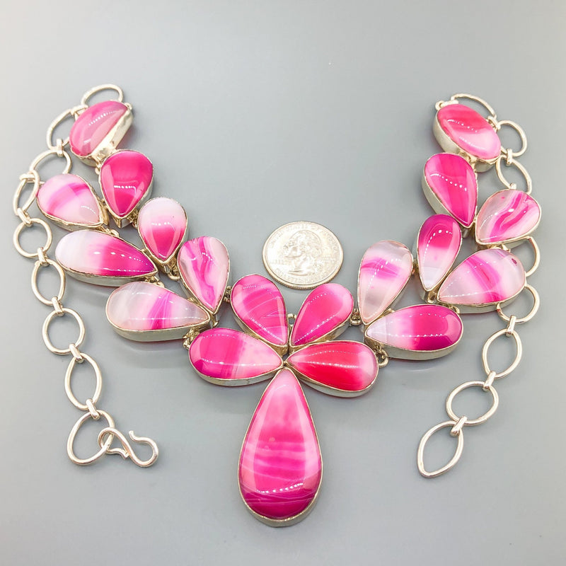 Estate Sterling Silver Pink Chalcedony Necklace - Walter Bauman Jewelers