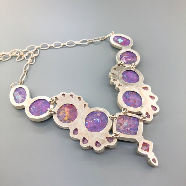 Estate Sterling Silver Purple Turquoise & Pink CZ Necklace - Walter Bauman Jewelers