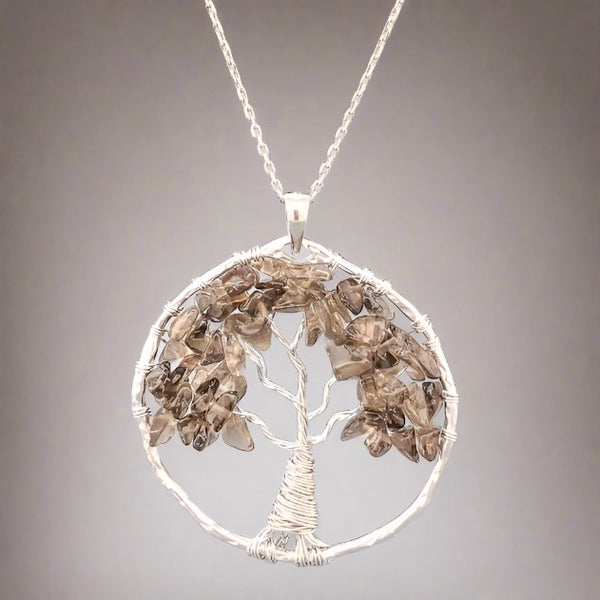 Estate Sterling Silver Smoky Topaz Tree of Life Necklace - Walter Bauman Jewelers