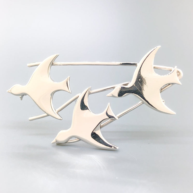 Estate Sterling Silver Three Bird Pin - Walter Bauman Jewelers