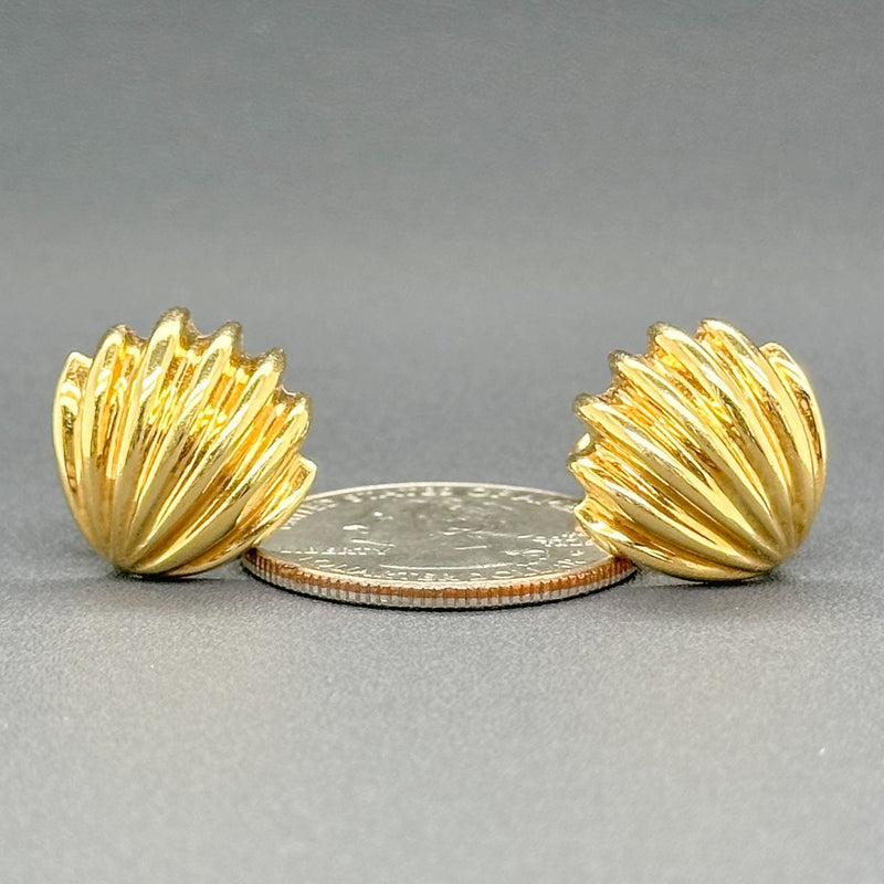 14k Yellow Gold Shell Earrings - Ruby Lane