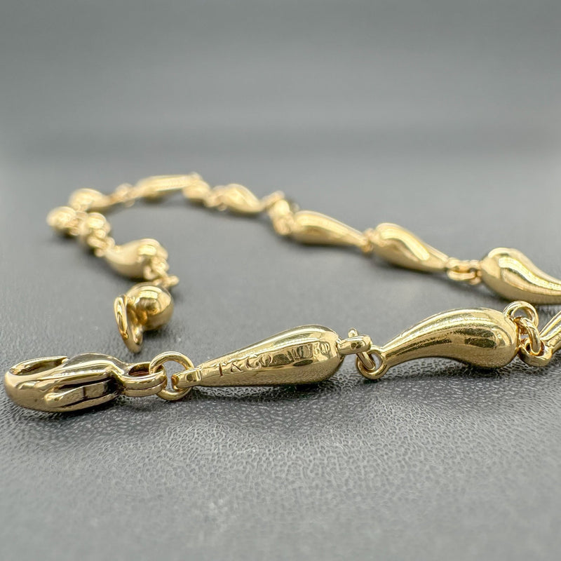 Estate Tiffany & Co 18K Y Gold Teardrop Link Bracelet - Walter Bauman Jewelers