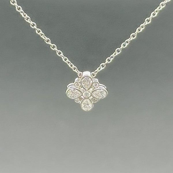 Estate Tiffany & Co Platinum Enchant Flower 0.14cttw G-H/VS2 Diamond Pendant - Walter Bauman Jewelers