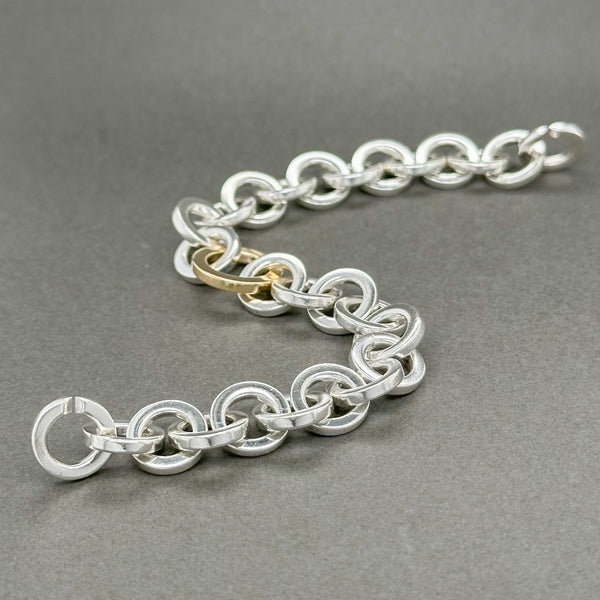 Estate Tiffany & Co. SS 18 Two Tone Round Link Bracelet - Walter Bauman Jewelers