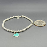 Estate Tiffany & Co. SS Blue Heart Tag Bead Bracelet - Walter Bauman Jewelers