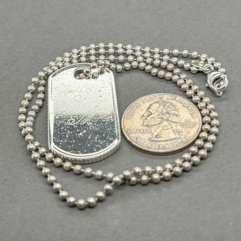 Estate Tiffany & Co. SS Coin Edge Dogtag Pendant - Walter Bauman Jewelers