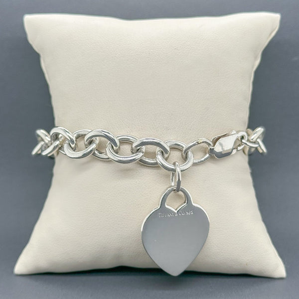 Silver Heart Tag Charm Bracelet