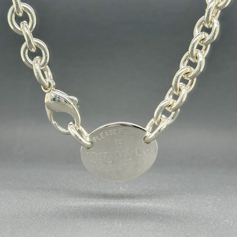 estate tiffany co ss oval tag please return necklace
