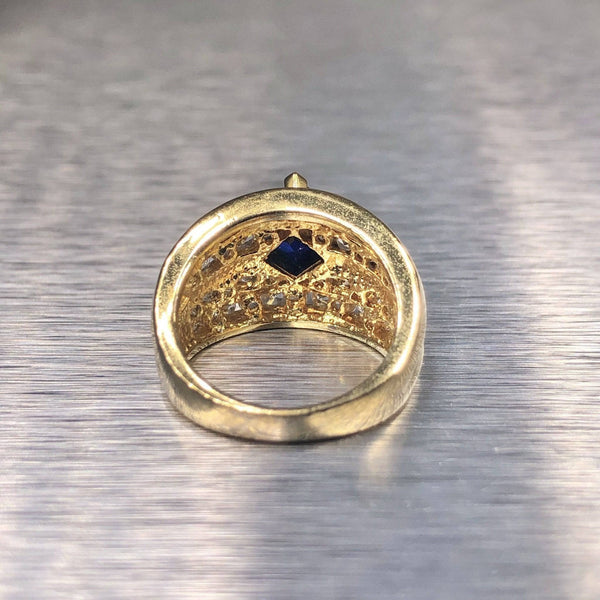 Estate Vermeil Blue Stone & CZ Ring - Walter Bauman Jewelers