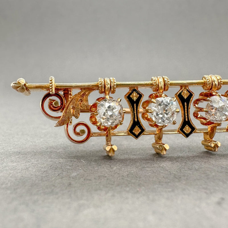 Estate Victorian 10 / 14K Y Gold 1.83ctw I-J/SI2-I1 Diamond Brooch - Walter Bauman Jewelers