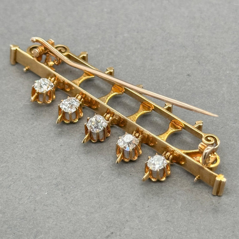 Estate Victorian 10 / 14K Y Gold 1.83ctw I-J/SI2-I1 Diamond Brooch - Walter Bauman Jewelers