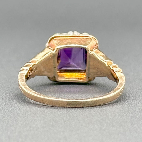 Estate Victorian 10K R Gold 0.94ct Amethyst & Seed Pearl Ring - Walter Bauman Jewelers