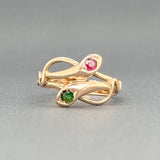 Estate Victorian 12K R Gold 0.12cttw Ruby & Emerald Two Snake Ring - Walter Bauman Jewelers