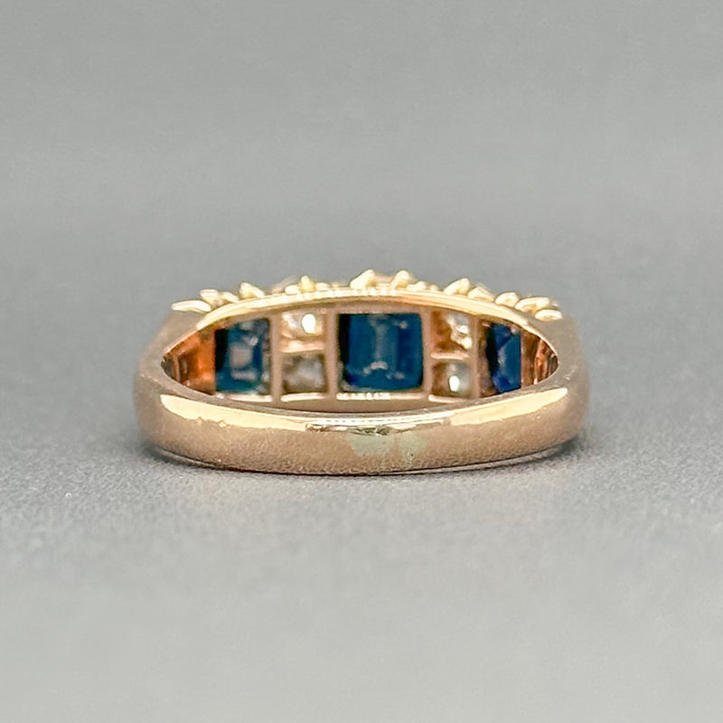 Estate Victorian 14K R Gold 1.91cttw Sapphire & 0.32cttw H-I/VS2 Diamond Ring - Walter Bauman Jewelers