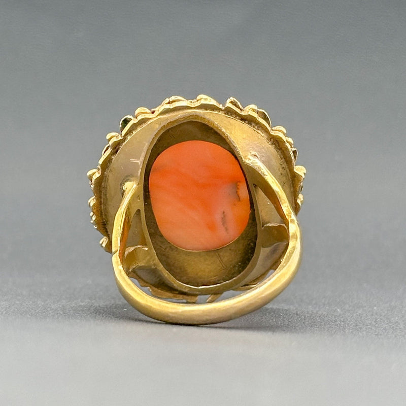 Estate Victorian 16K Y Gold 8.93ct Coral Cameo Ring - Walter Bauman Jewelers