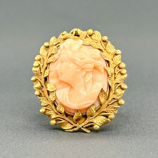 Estate Victorian 16K Y Gold 8.93ct Coral Cameo Ring - Walter Bauman Jewelers
