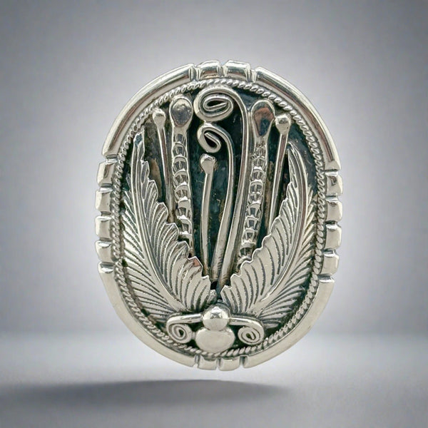 Estate Yazzie SS Floral Pendant/Pin - Walter Bauman Jewelers