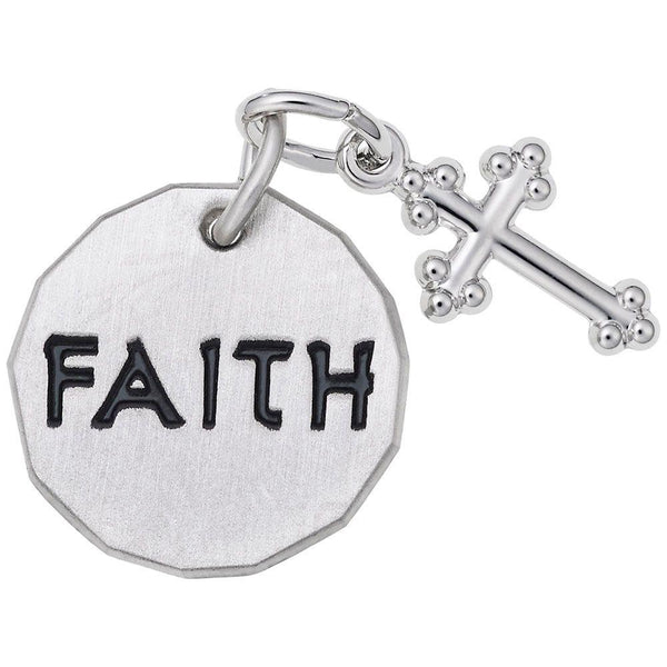 Faith Tag with Botonny Cross Accent Charm - Walter Bauman Jewelers