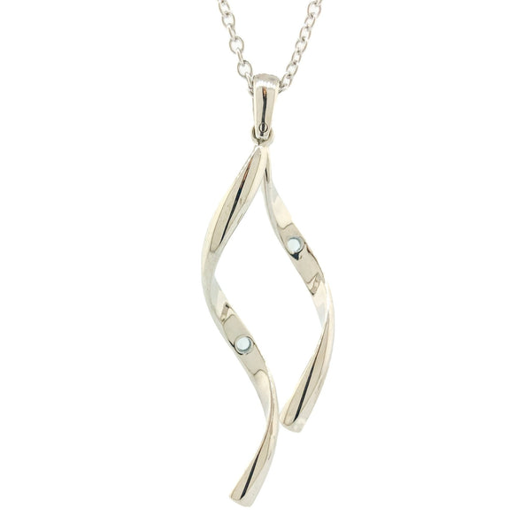Frederic Duclos Sterling Silver Blue Topaz Double Helix Necklace - Walter Bauman Jewelers