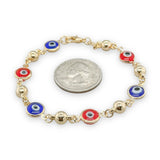 Gold Filled Bracelet with Red and Blue Enamel Eye - Walter Bauman Jewelers