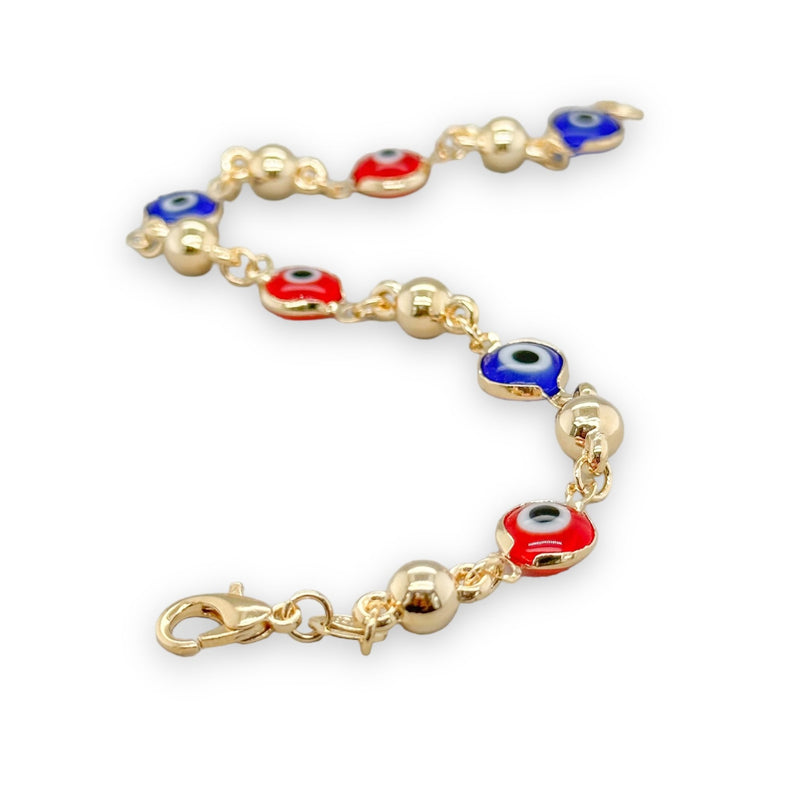 Gold Filled Bracelet with Red and Blue Enamel Eye - Walter Bauman Jewelers