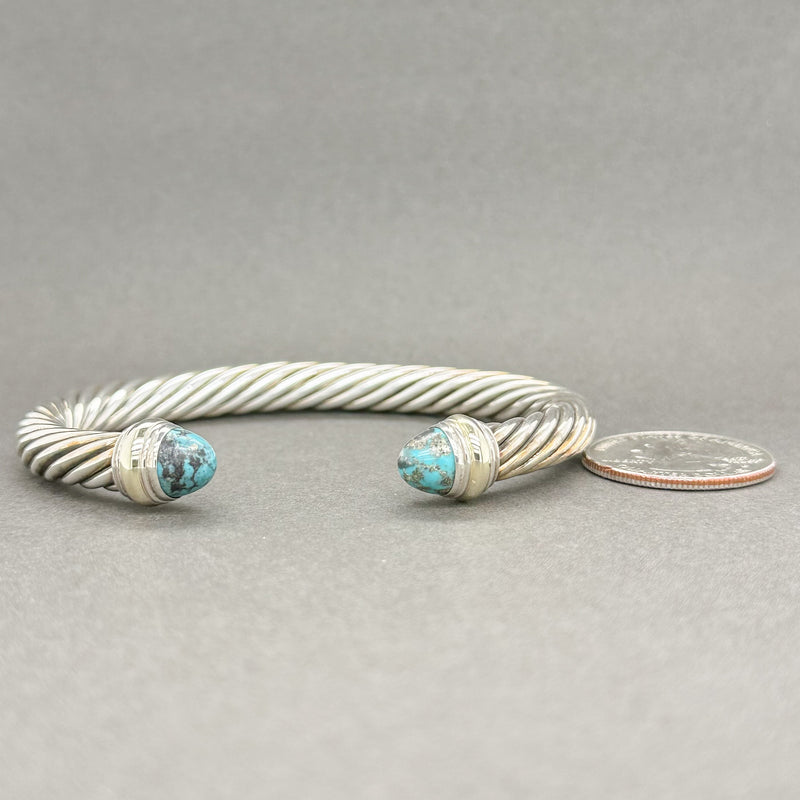 Estate David Yurman SS Cable Classics Turquoise Cuff Bracelet - Walter Bauman Jewelers