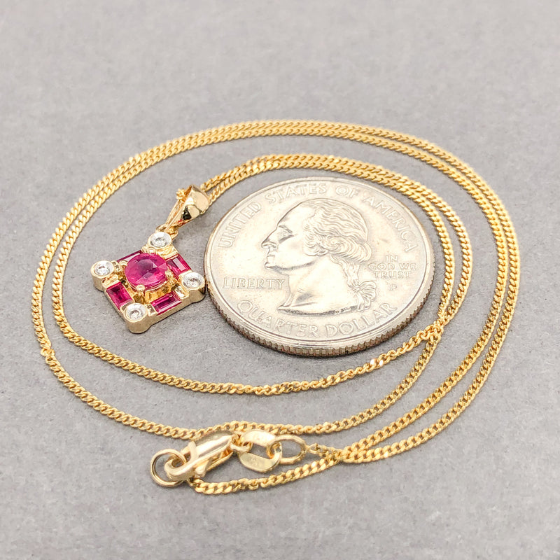 Estate 14K Y Gold 0.70cttw Ruby & 0.08cttw H-I/SI Diamond Pendant - Walter Bauman Jewelers