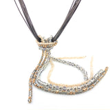 Leather & Crystal Waterfall Necklace - Walter Bauman Jewelers
