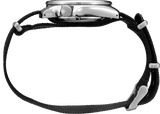 Men's Seiko 5 Sports Watch in Black Nylon Strap / Black & Steel Dial SRPE67 - Walter Bauman Jewelers