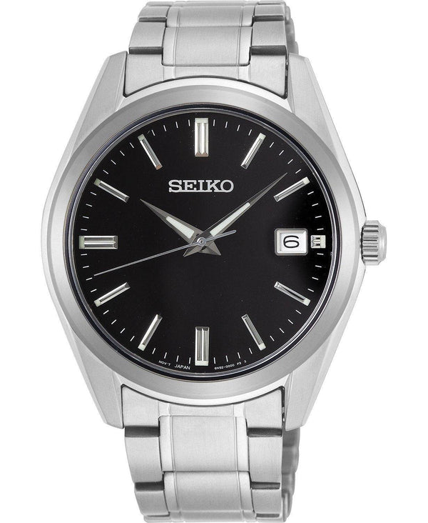 Men's Seiko black dial sapphire crystal date/calendar SUR311 - Walter Bauman Jewelers