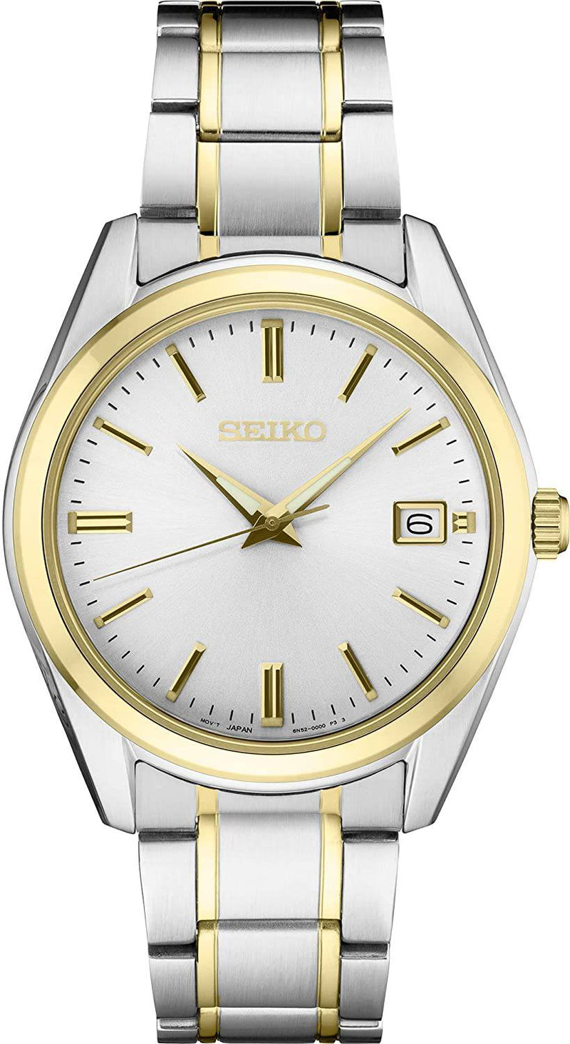 Men's Seiko two-tone sapphire crystal date/calendar white dial SUR312 - Walter Bauman Jewelers