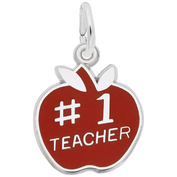 Number One Teacher Apple Charm - Walter Bauman Jewelers