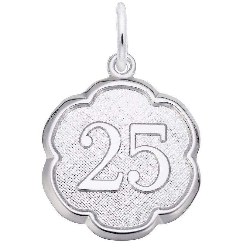 Number Twenty Five Scalloped Disc Charm - Walter Bauman Jewelers