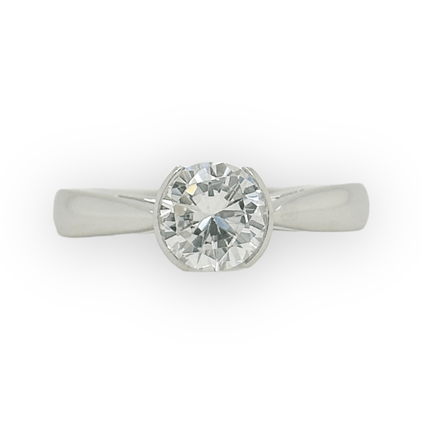 Platinum CZ Solitaire Engagement Ring Mounting - Walter Bauman Jewelers