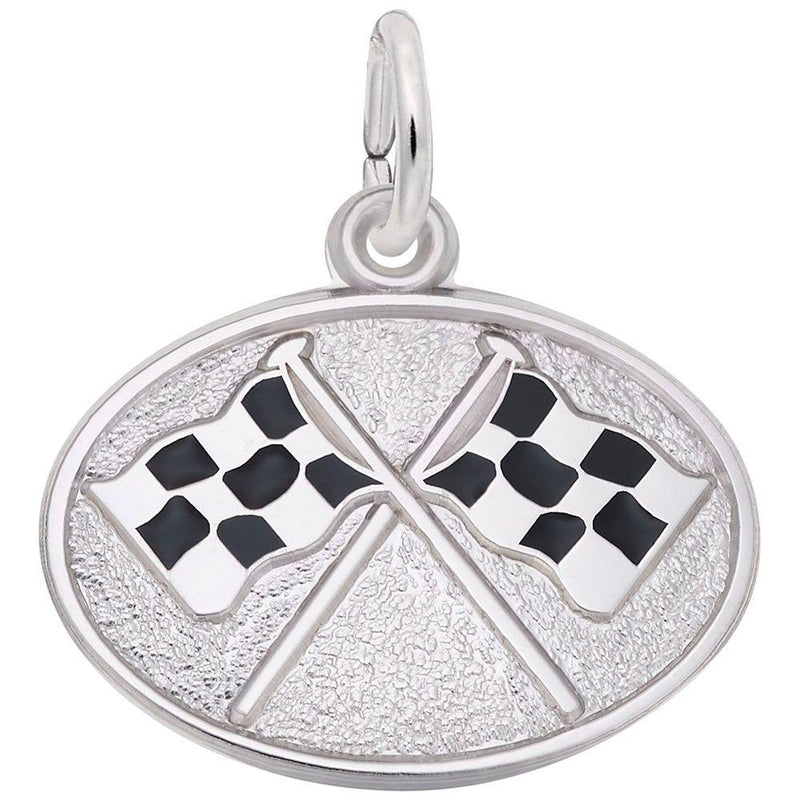 Racing Flags Oval Disc Charm - Walter Bauman Jewelers
