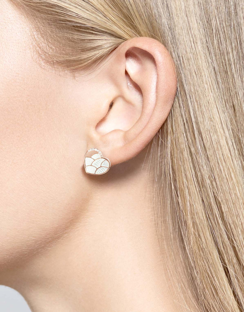 RGP Sterling White Heart Stud Earrings with White Sapphires - Walter Bauman Jewelers