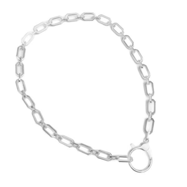 Rhodium Over Brass Octagon Chain Necklace With Large Clasp - Walter Bauman Jewelers